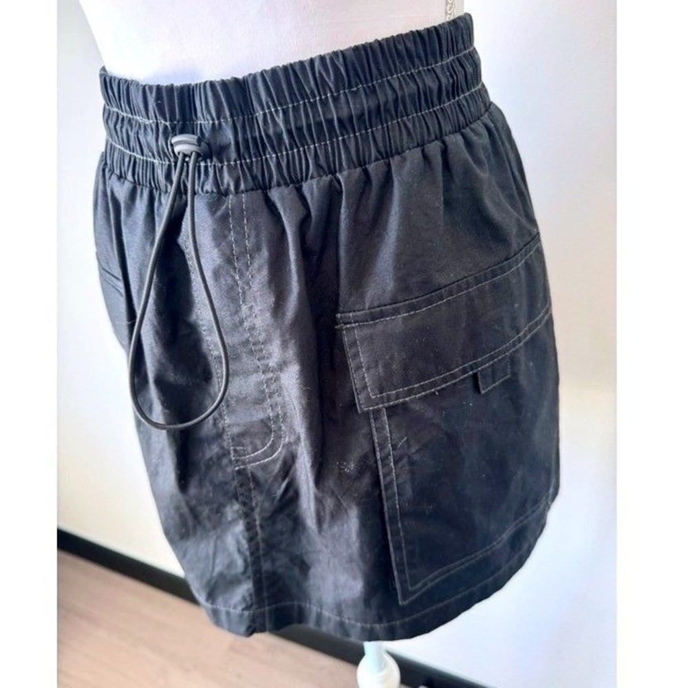 Cargo Mini Skirt - Elastic Drawstring Waist Black Wild Fable Sz S